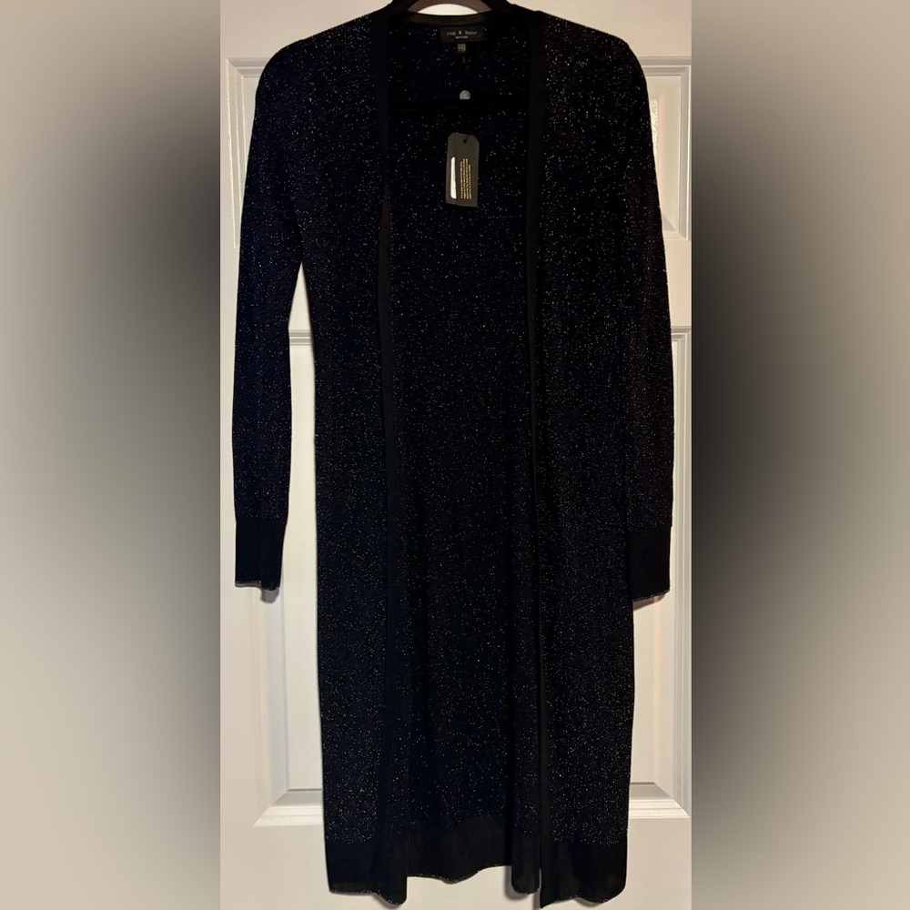 Rag & Bone Rover Black Sparkle Long Sleeve NWT Cardigan, size XXS